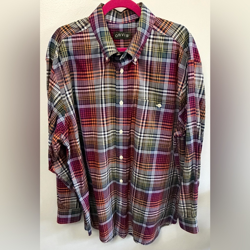 Orvis Men's Vibrant Plaid Button-Down Shirt